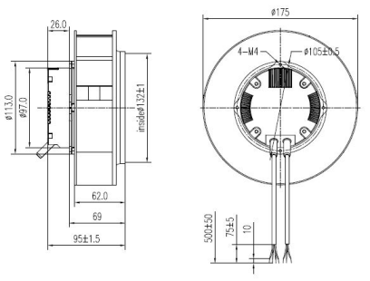 EC后倾式粉色视频免费黄175mm外形尺寸图